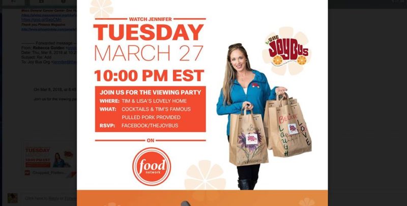 jennifer caraway of the joy bus chopped viewing party