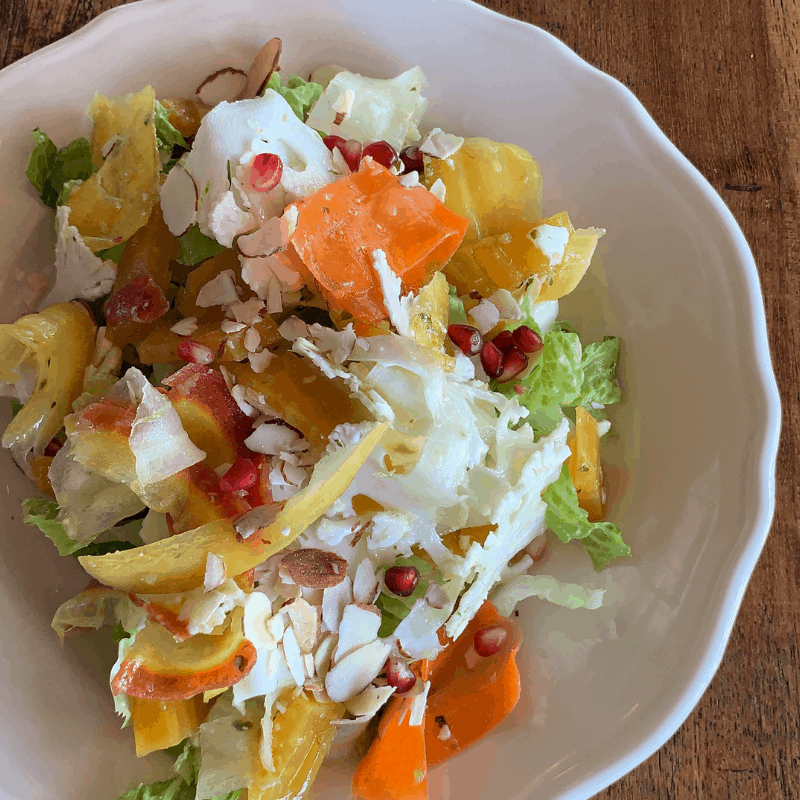 Southern Rail Romaine and Shaved Vegetable Salad